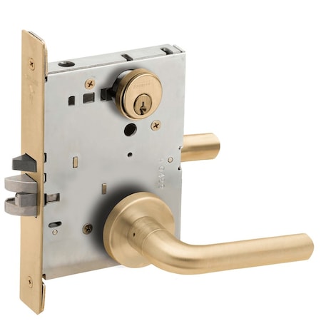 Schlage Grade 1 Entrance Office Mortise Lock, Conventional Cylinder, S123 Keyway, 02 Lever, A Rose, Satin Br L9050P 02A 606